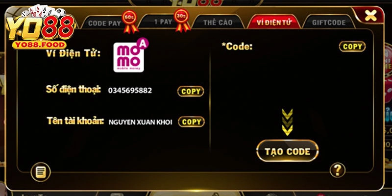 Nạp Tiền Yo88 - Cơ Hội Nhận Thưởng Hoàn Tiền Cực Lớn Ví điện tử